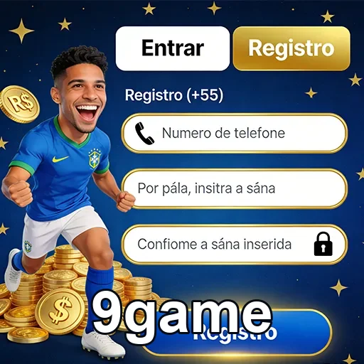 Tela de registro do aplicativo 9game para cassino móvel.