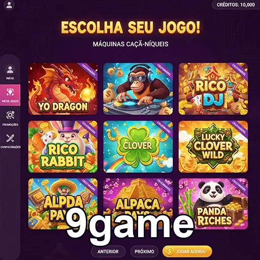 Tela inicial do aplicativo 9game com opções de jogos.