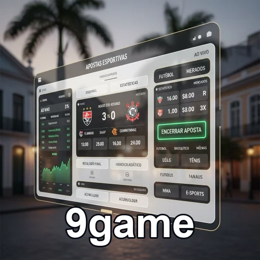 Tela do 9game com apostas esportivas em dispositivos móveis.