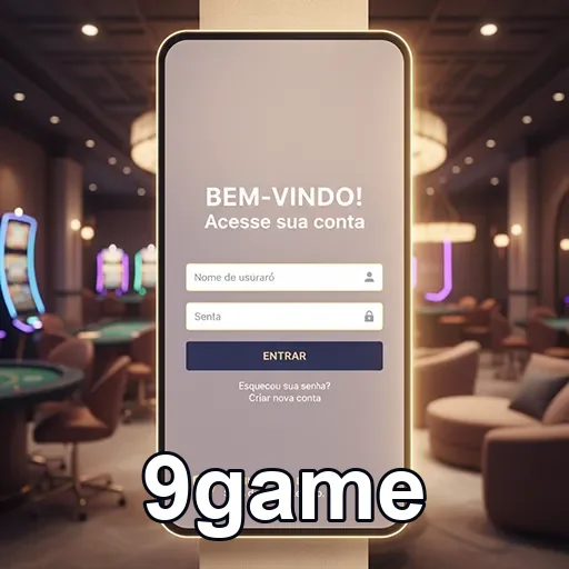 Tela de login do 9game com campos para usuário e senha.