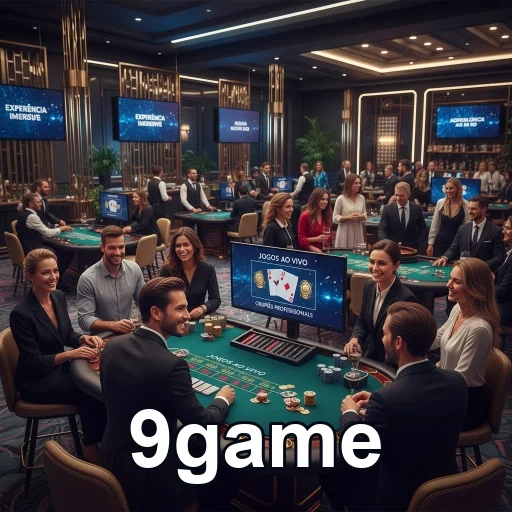Ambiente de cassino ao vivo no 9game com jogadores e crupiês.