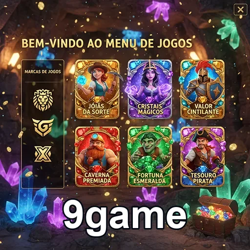 Menu de jogos da 9game com diversas opções de slots.