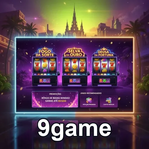 Interface dos jogos de slot na 9game com temas vibrantes.
