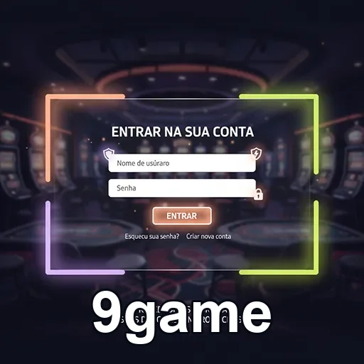 Tela de login na 9game para acesso a jogos de slot e live gaming.