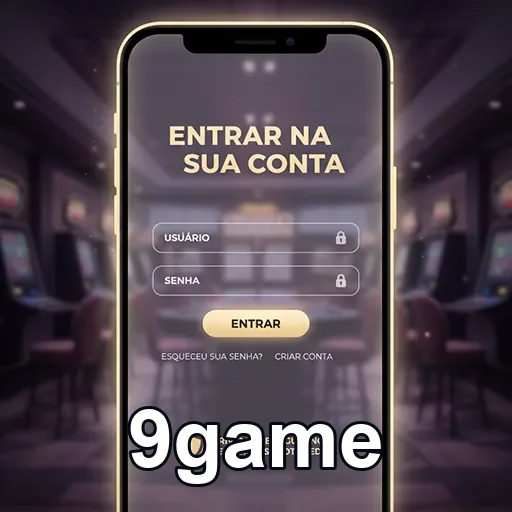 Tela de login do 9game em um dispositivo móvel.