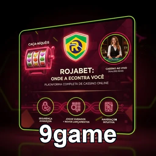 Interface da plataforma 9game com display de caça-níqueis.