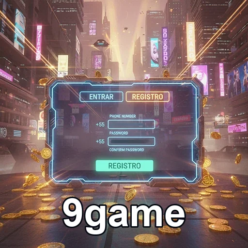 Tela de registro do 9game com campos para login e inscrição.