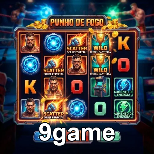 Slot 'Punho de Fogo' da 9game com elementos de bônus VIP.