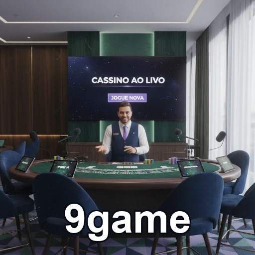 Interface do 9game com dealer ao vivo e mesa de jogos.