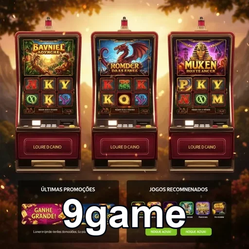 Três máquinas de caça-níqueis do 9game em destaque.