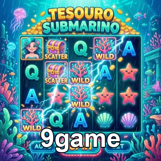 Tela de jogo 'Tesouro Submarino' no 9game em celular.