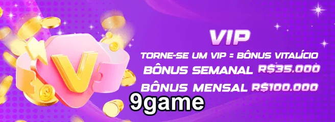 Promoção VIP do 9game com bônus semanais e mensais.