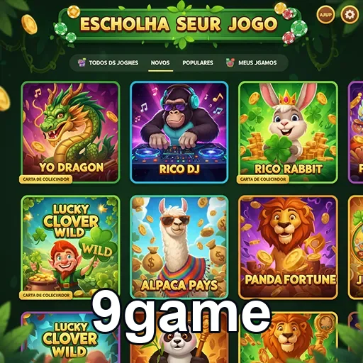 Tela do aplicativo 9game com jogos e opções de saque.
