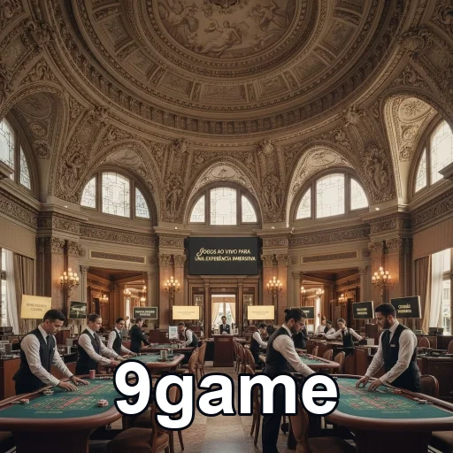 Cena de um cassino elegante do 9game com dealers ao vivo.