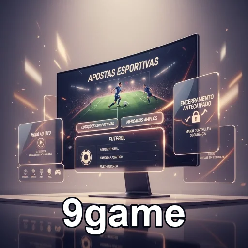 Interface de apostas esportivas do 9game em um monitor.